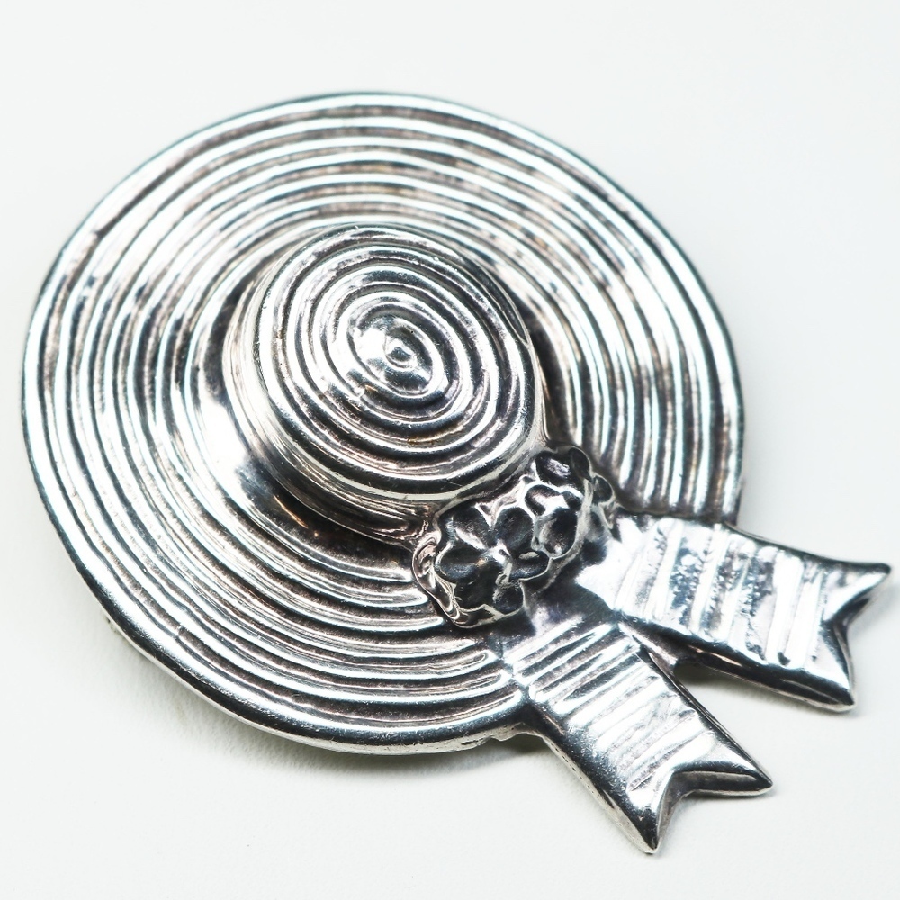 VINTAGE SOLID STERLING SILVER HAT BROOCH